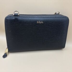 Lauren Ralph Lauren Tate Black Saffiano Leather Zip-Around Organizer Wallet